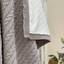 Păturică bebeluș Deluxe din bumbac cu țesătură minky gri